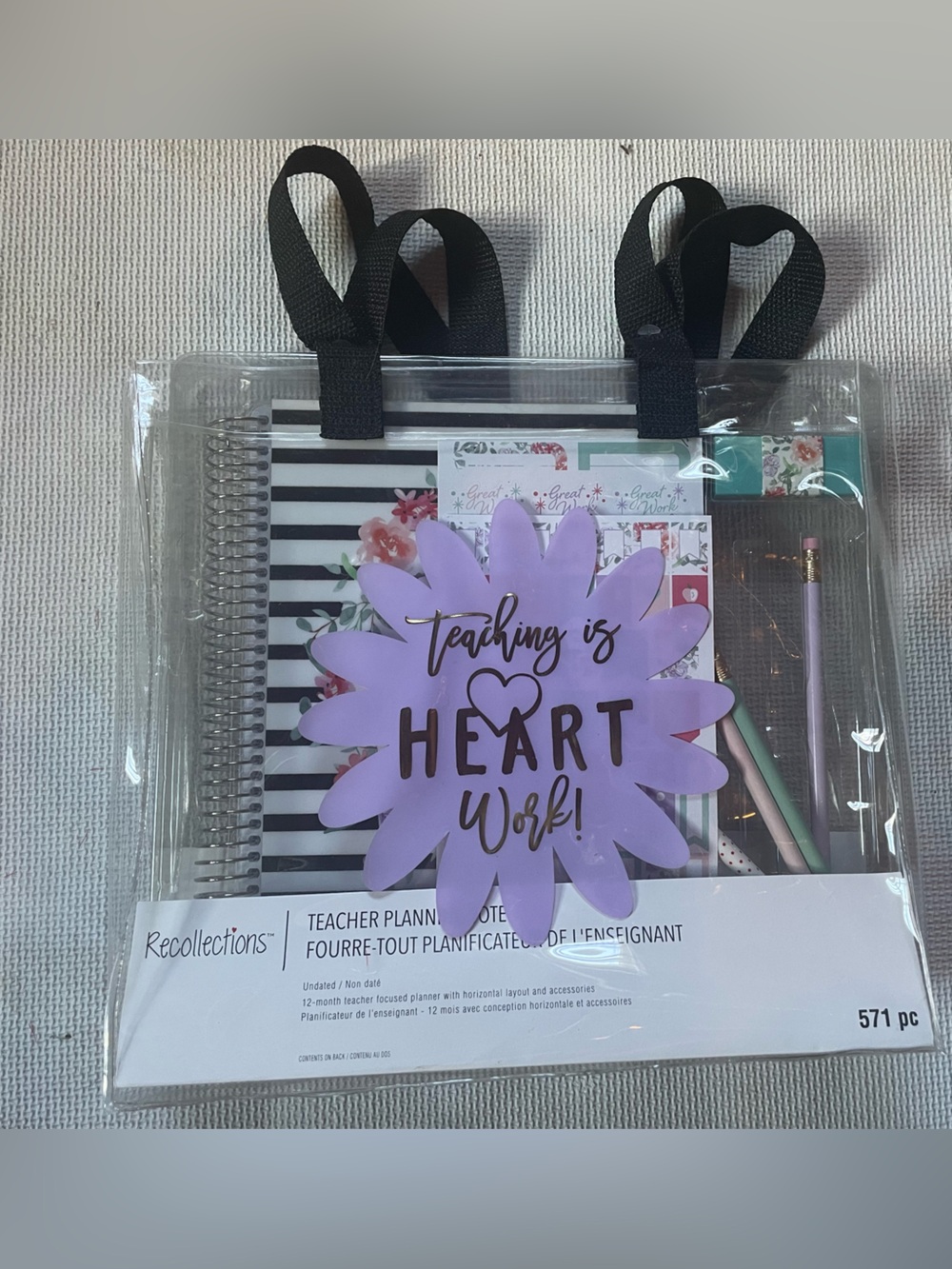 Recollections Purple Teacher Planner Gift Tote Set